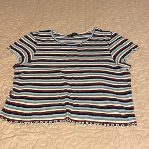 American Eagle striped ribbed short sleeve shirt LARGE EUC
